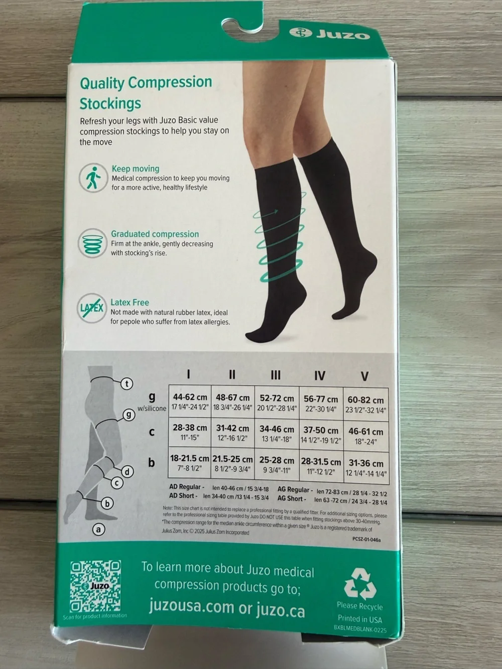 Juzo Basic Knee High Compression Socks 20-30 mmHg Black Size II NEW IN BOX